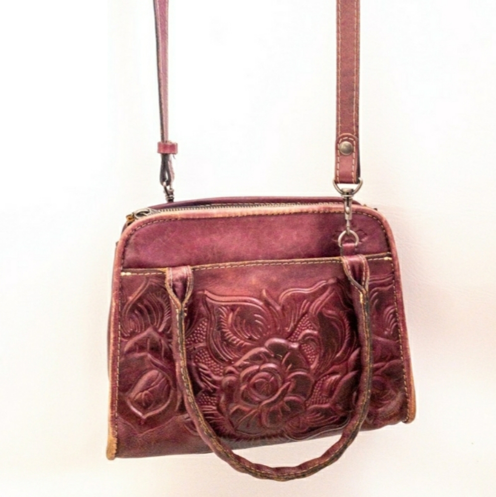 Patricia Nash Purple Embossed Shoulder Bag-Preloved with a lot of character